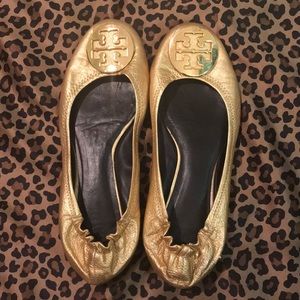 Tory Burch Gold Ballet Flats